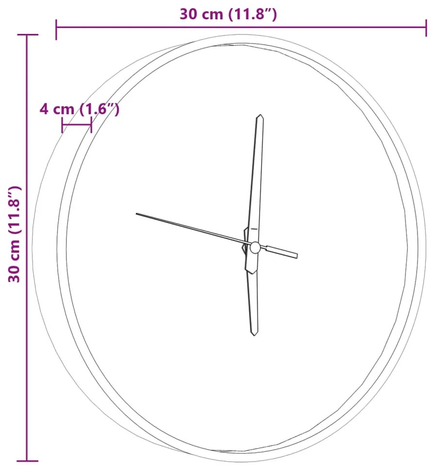 kék falióra világító óramutatókkal és órajelzőkkel Ø30 cm
