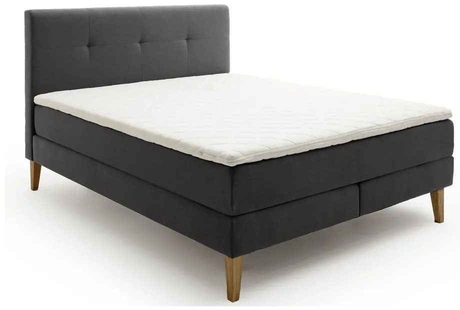 Antracitszürke boxspring ágy 160x200 cm Stockholm – Meise Möbel