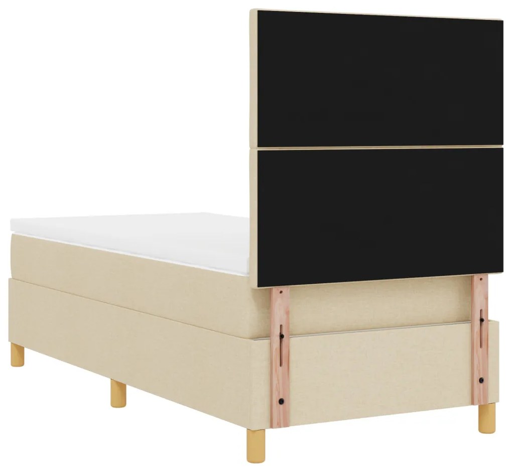 Box Spring Ágy Matrac Krém 90x200 cm Szövet