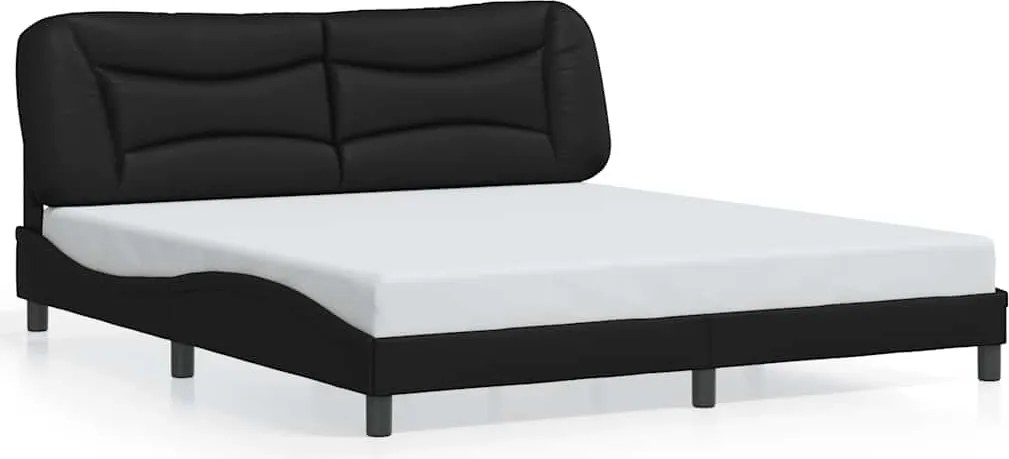 vidaXL fekete műbőr ágykeret matrac nélkül Hvar 180x200 cm
