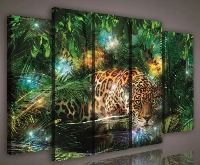 Vászonkép 150x100 Jaguar dzsungel trópusi erdő vad természet misztika