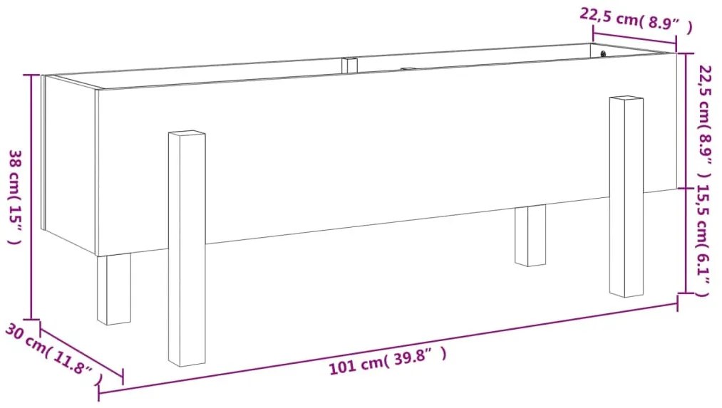 fehér tömör fenyőfa kerti magaságyás 101 x 30 x 38 cm