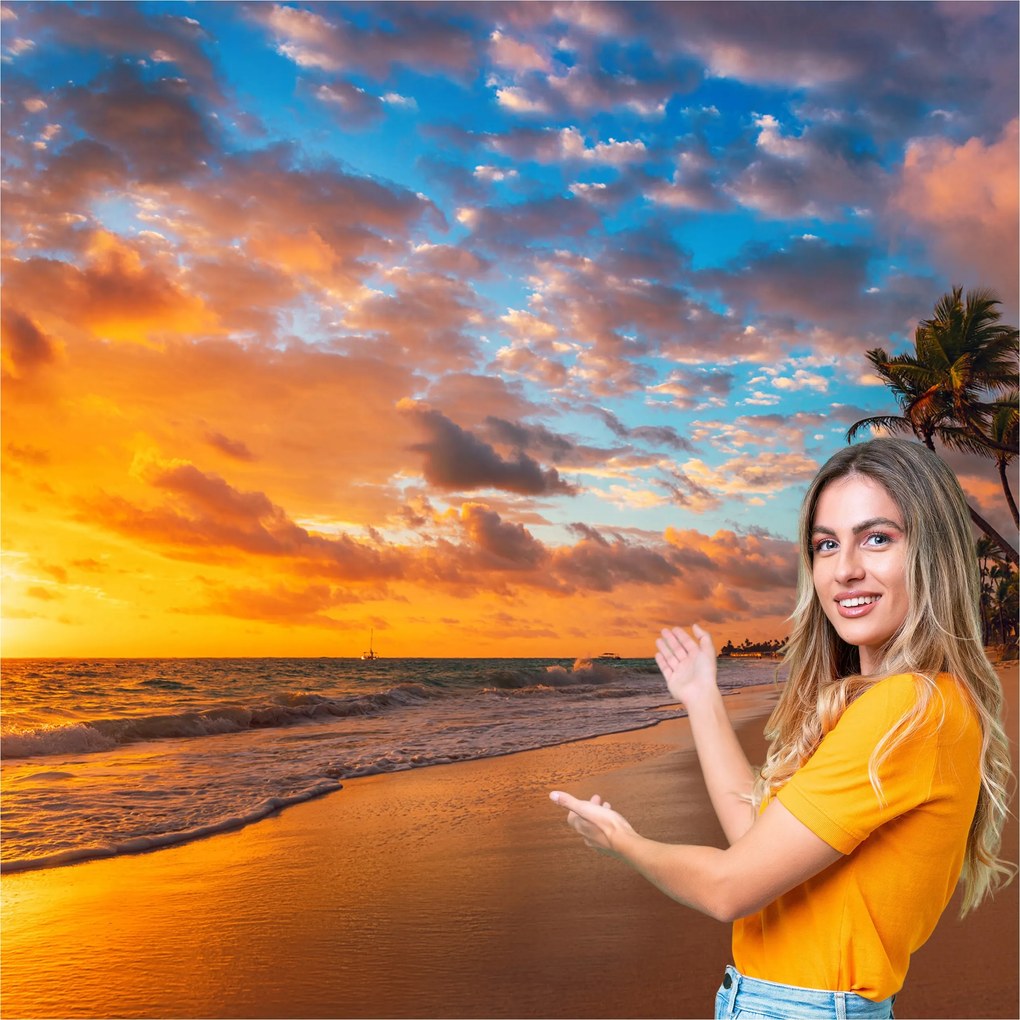 Fotótapéta Nappali Hálószoba Tengerpart Nap Pálmafák 294x260 PMSP06W