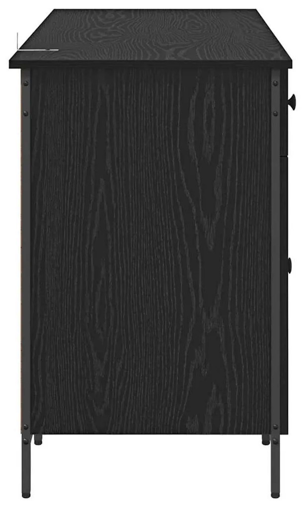 vidaXL Számítógépes asztal Fekete tölgy 131 x 48 x 75 cm Faanyag