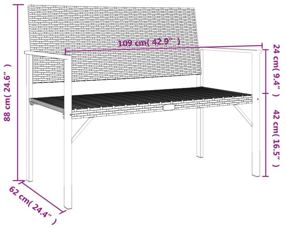 2-személyes szürke polyrattan kerti pad