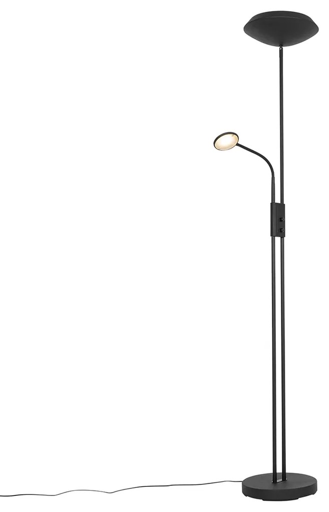 Állólámpa fekete, LED-del és dimmerrel, olvasólámpával - Fez