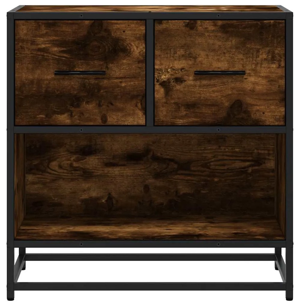 füstös tölgy színű szerelt fa és fém éjjeliszekrény 60x31x60 cm