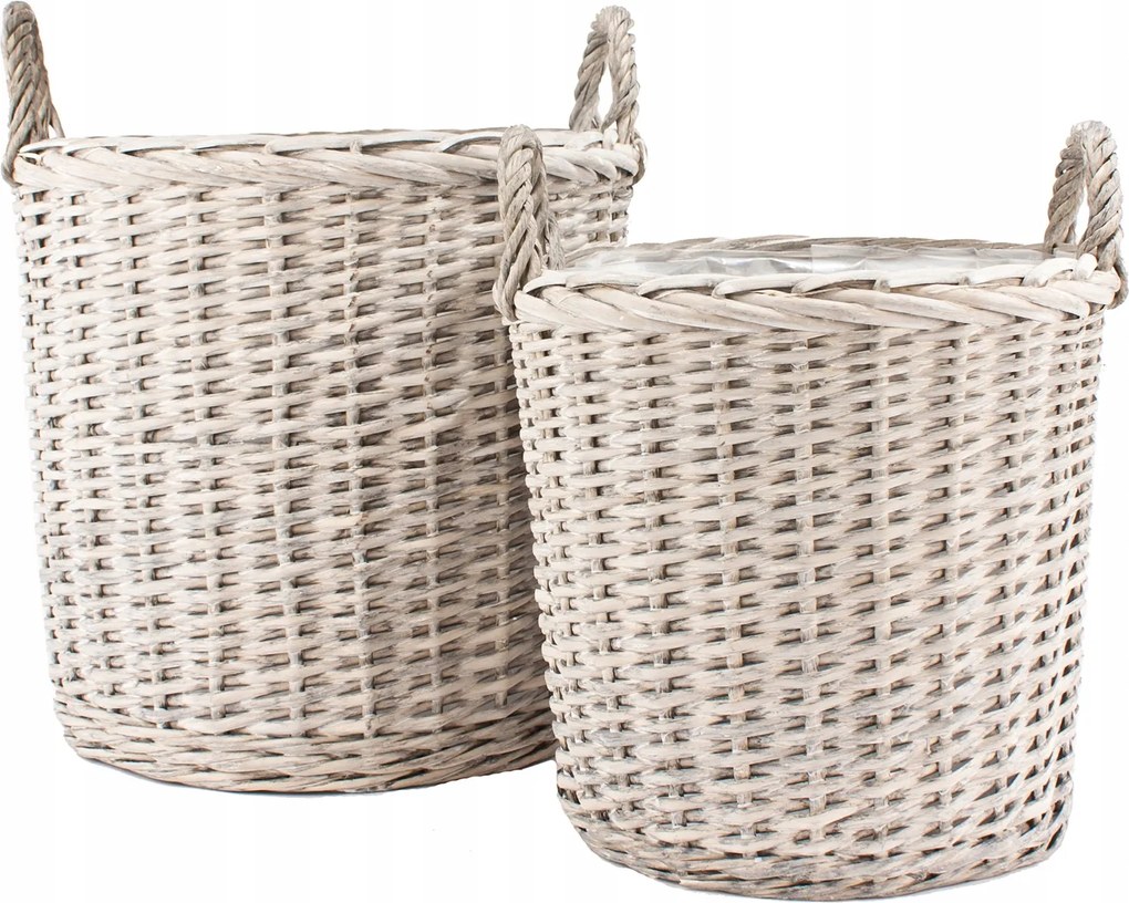 Virágtartó Fonott Szürke Kosár Nagy 2 db-os otthoni kerti nappali