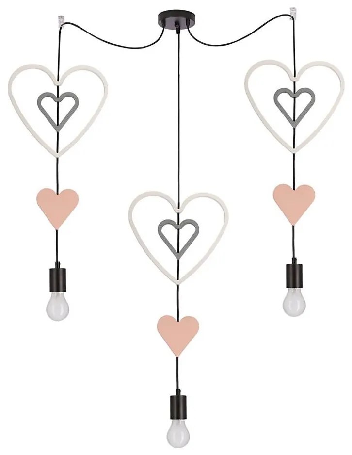 Gyerek csillár zsinóron TRIO 3xE27/20W/230V rózsaszín/fehér/szürke