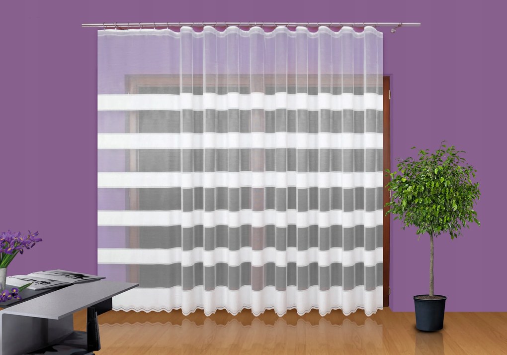 Függöny méteráru 245cm csíkos gyöngyházfényű ekri