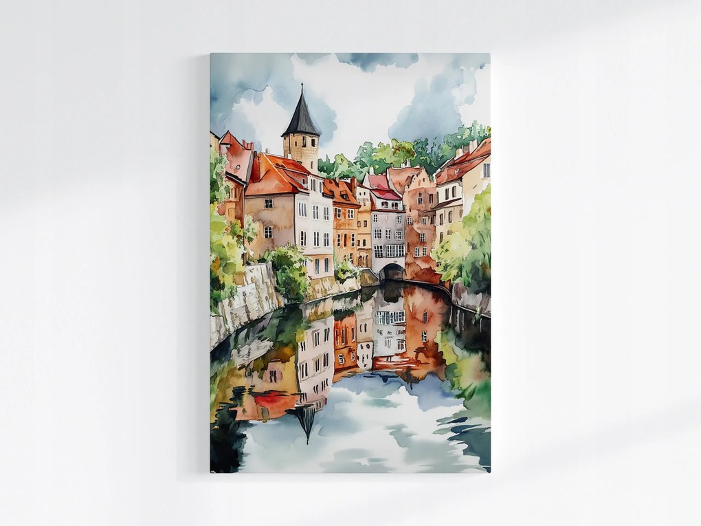 Vászonkép Canvas Város Cseh Krumlov Óváros Műemlék Csatorna 40x60