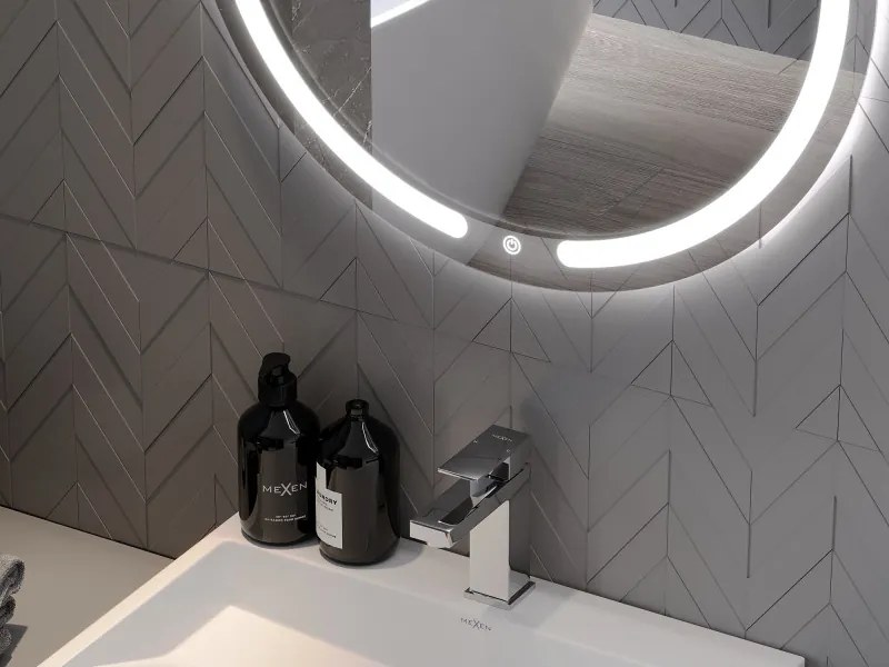Mexen Rose, LED fürdoszobai tükör háttérvilágítással 80x80 cm, 6000K, páramentes, 9810-080-080-611-00