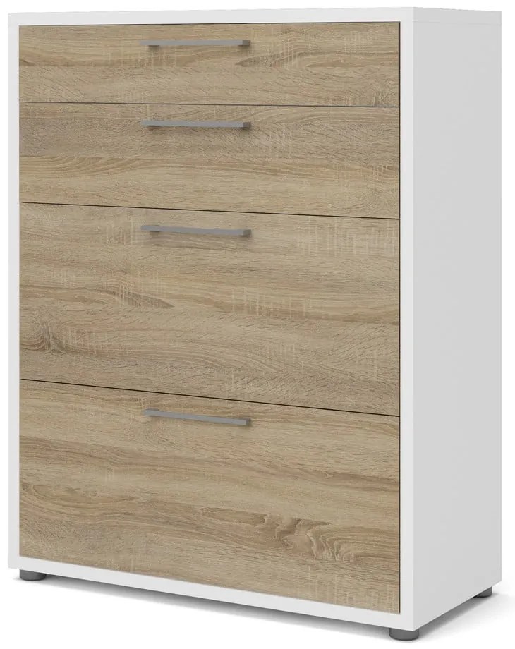 Fehér-natúr színű moduláris könyvespolc tölgyfa dekorral 89x113 cm Prima – Tvilum