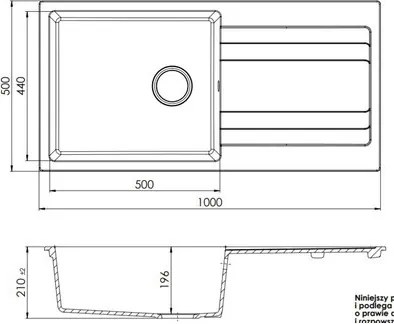 RIVA XL 1B 1D 1000x500 gránit mosogató LIGHT BEIGE GRANMASTER