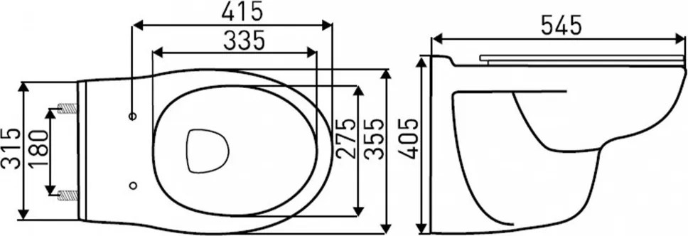 DORIS fali rimless WC soft close ülőkével