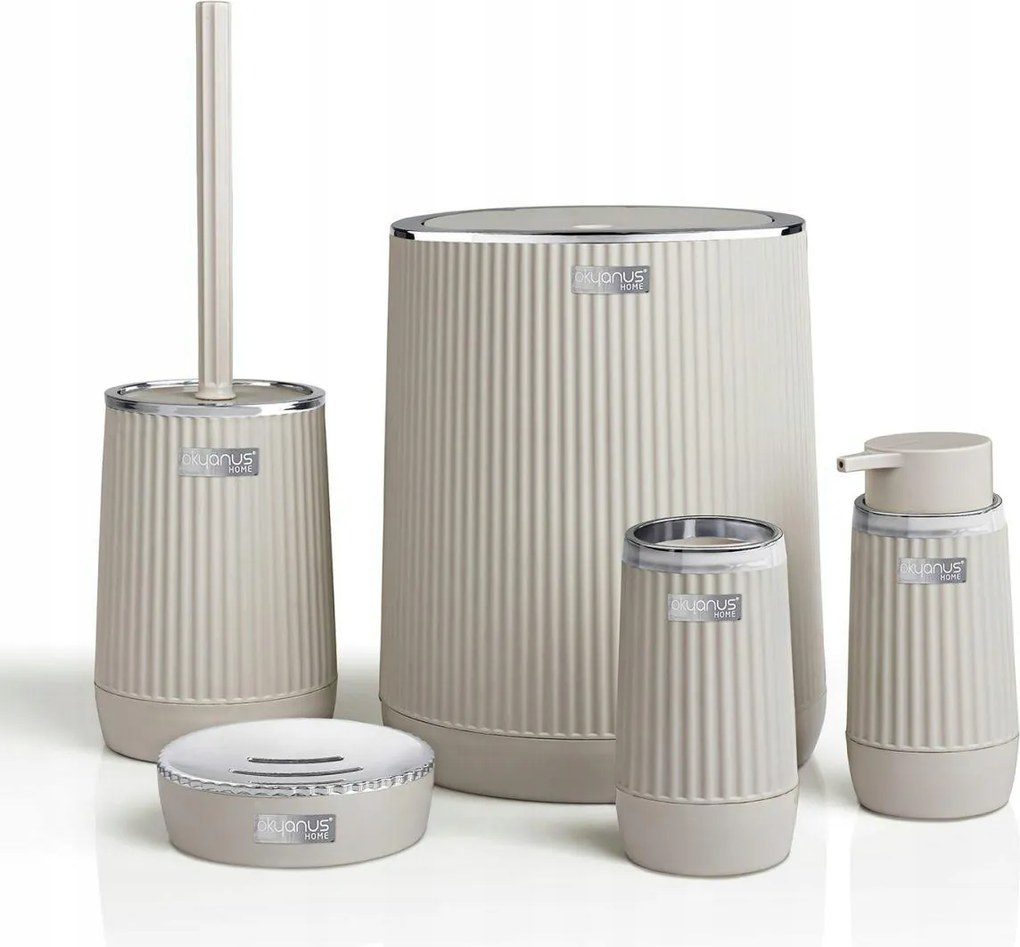 Fürdőszoba Szett 5 db-os Nida Wc szett Bézs króm kosár Wc kefe