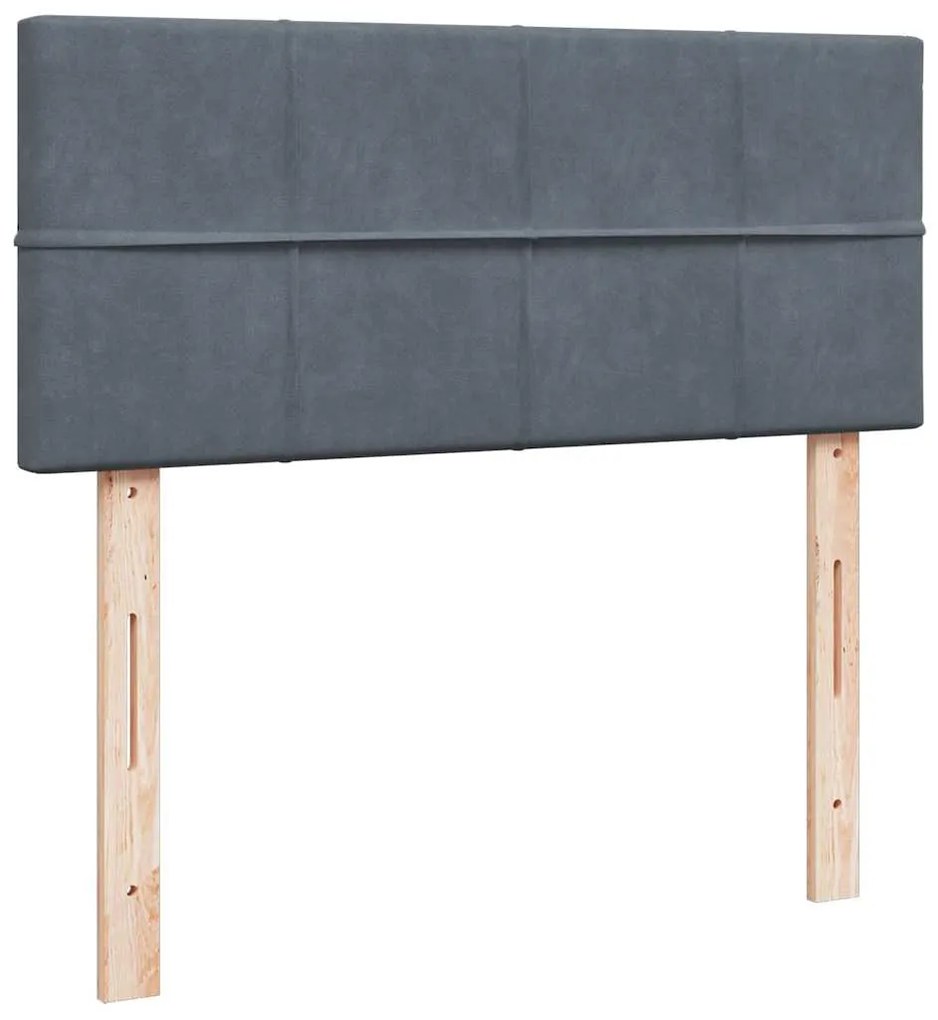 sötétszürke bársony ottomán ágy matraccal &amp; LED-ek 120x190cm