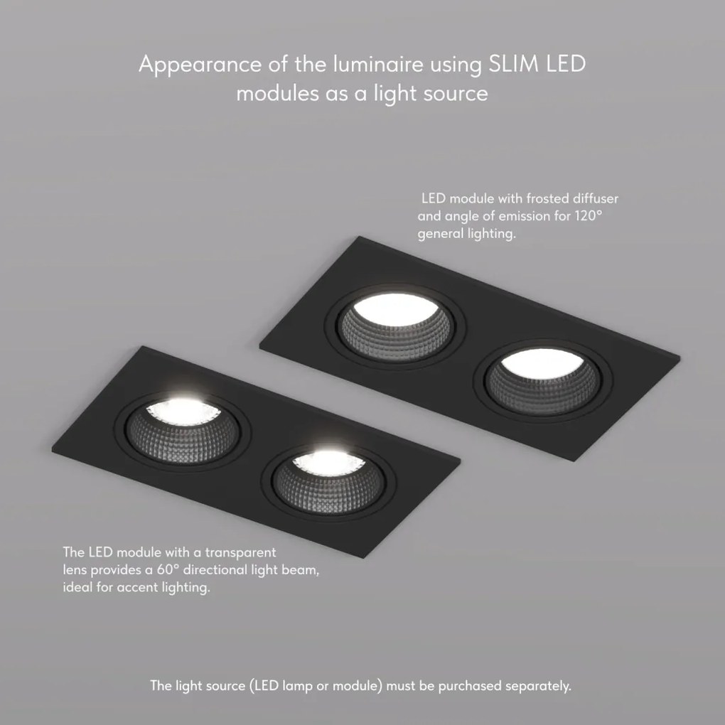 Rodvig series double head recessed ceiling downlight — DK/EU-3072-BK