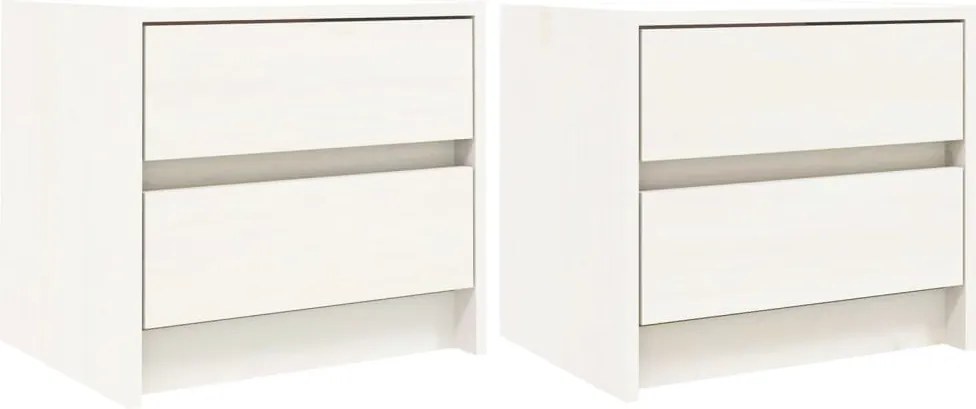 vidaXL 2 db fehér tömör fenyőfa éjjeliszekrény 40 x 31 x 35,5 cm