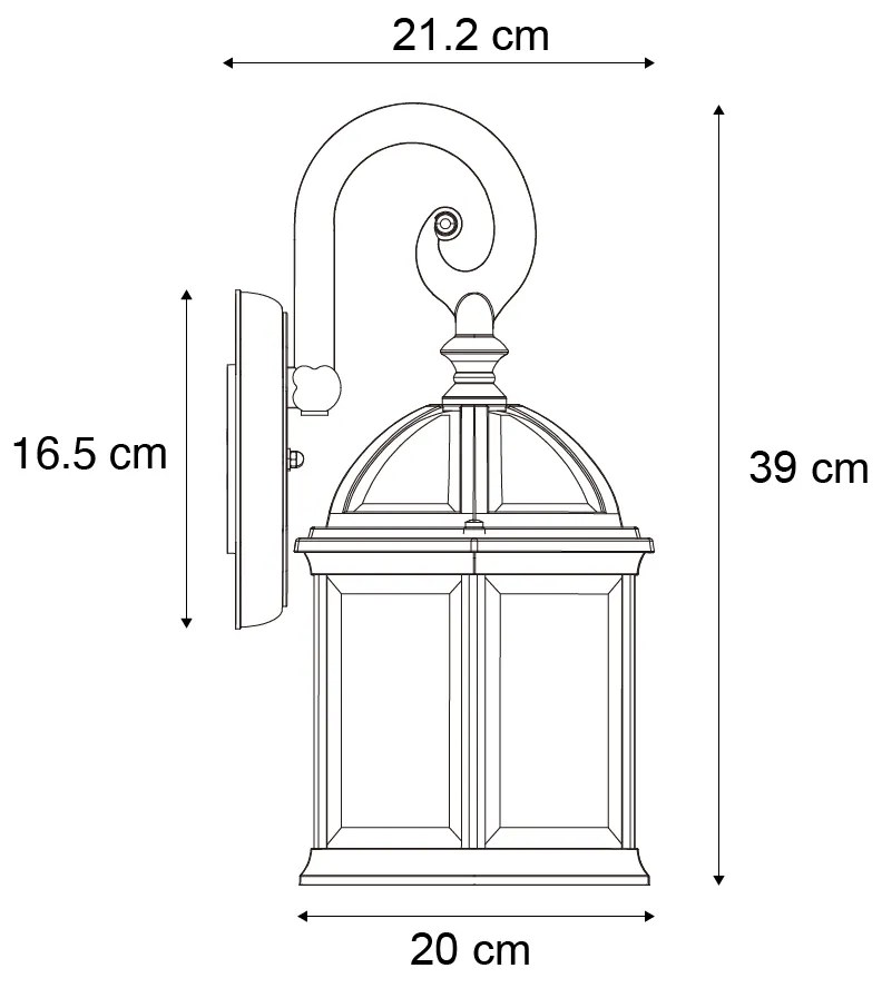 Klasszikus kültéri fali lámpa antik zöld IP44 - Glasgow