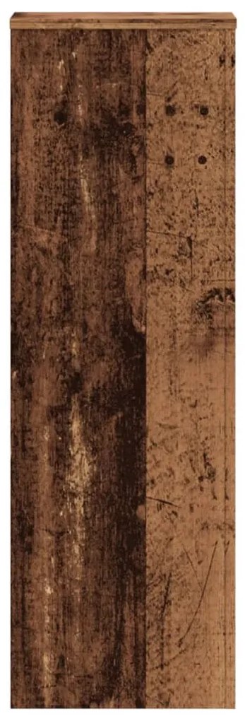 2 db antik fa színű szerelt fa növénytartó állvány 30x30x100 cm