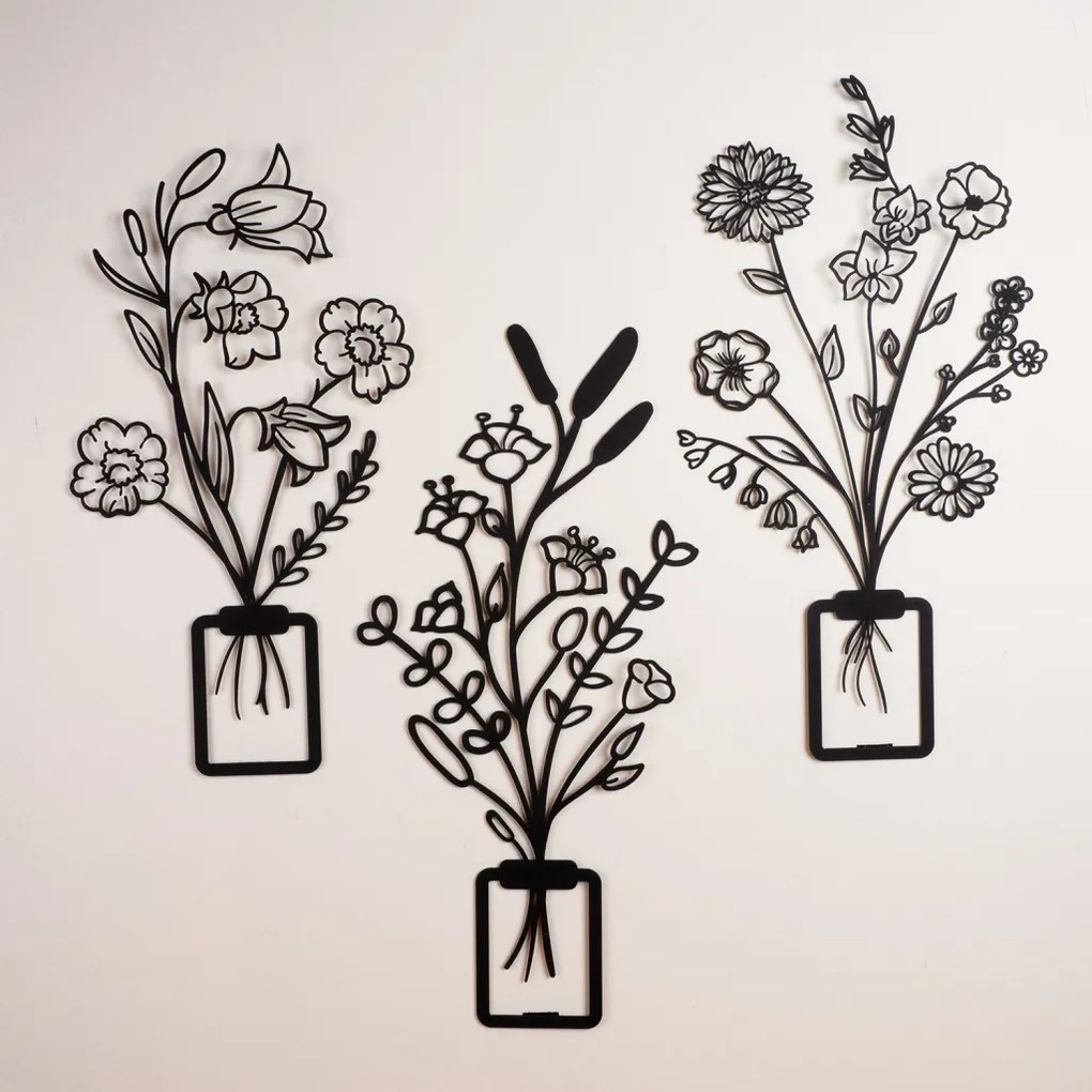 Flowers fém fali dekoráció, 23×50 cm