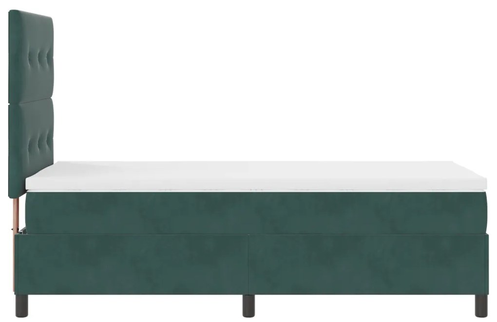 Boxspring Ágy Matrac és LED Sötét Zöld 90x190 cm Bársony
