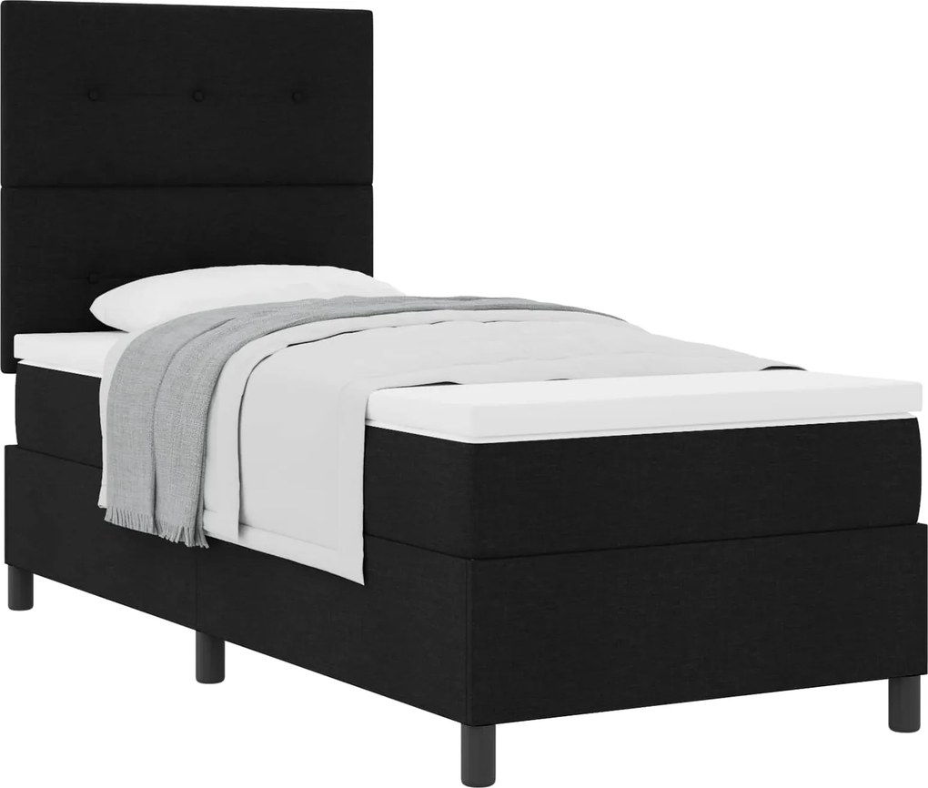vidaXL Boxrugós ágy matracmal fejtámlával Fekete 80 x 200 cm szövet