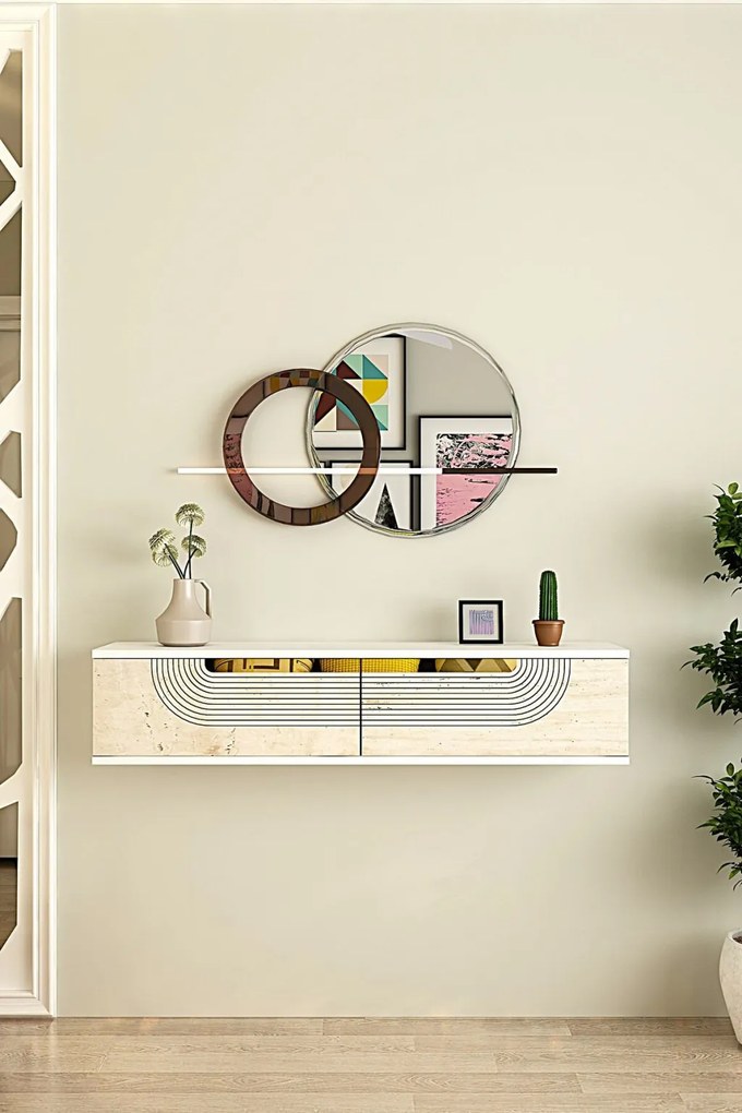 Meyra 120 - White, Travertine, Gold