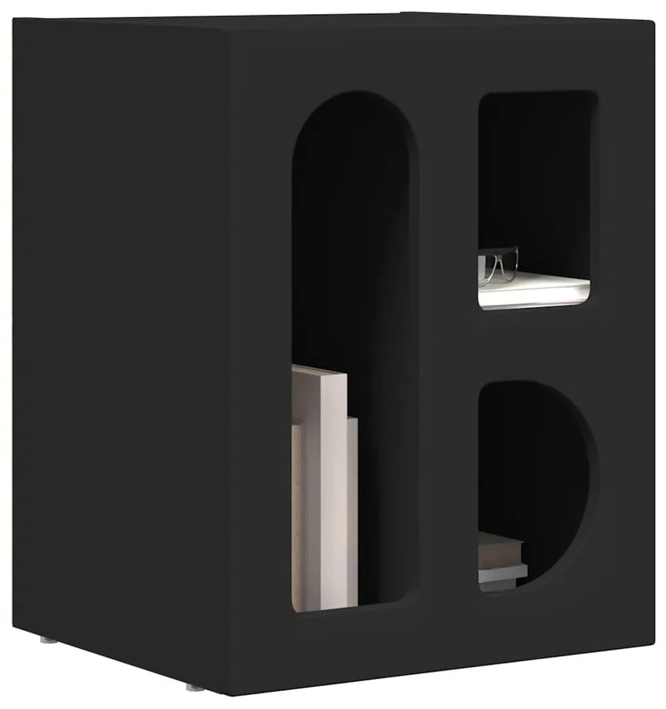 Éjjeli asztal 2 pcs Fekete 40 x 35 x 50 cm Faanyag