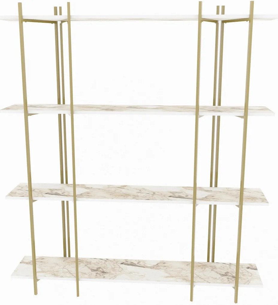 könyvespolc Moss - White, Gold