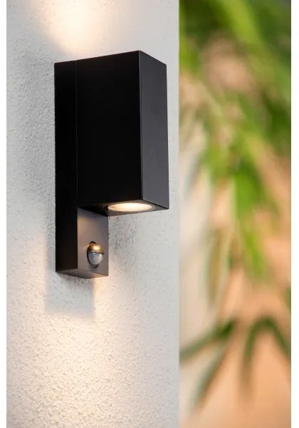 Lucide 69802/02/30 -Kültéri érzékelős lámpa ZARO 2xGU10/7W/230V IP65 fekete