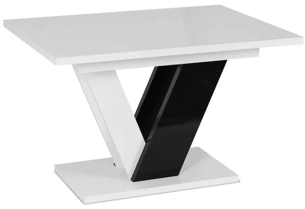 Magasfényű Étkezőasztal Fehér/Fekete Színben. CLARK 120-160 cm