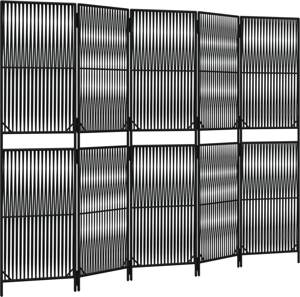 vidaXL fekete 5-paneles polyrattan térelválasztó
