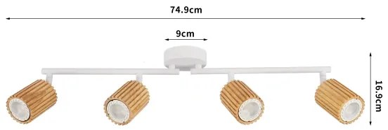 Brilagi - Spotlámpa MODERN WOOD 4xGU10/8W/230V kaucsukfa/fehér
