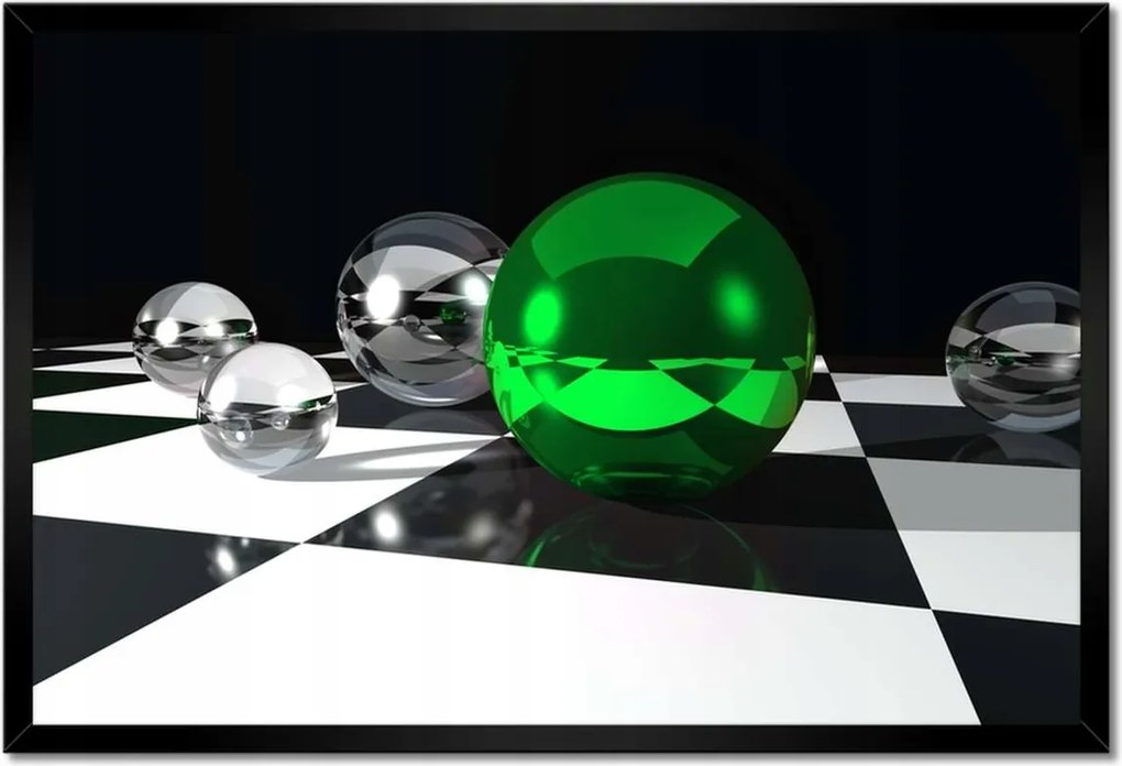 Poszterek keretben 60x40 Zöld gömb Sakktábla