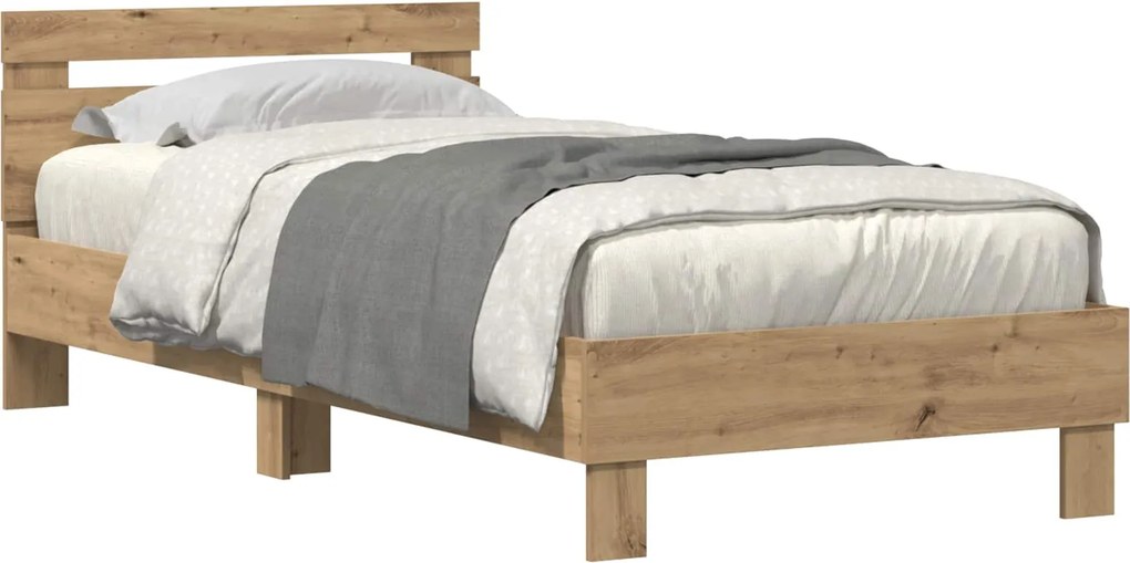 vidaXL Ágykeret leddel fejtámlával Artisan tölgy 90 x 190 cm Faanyag