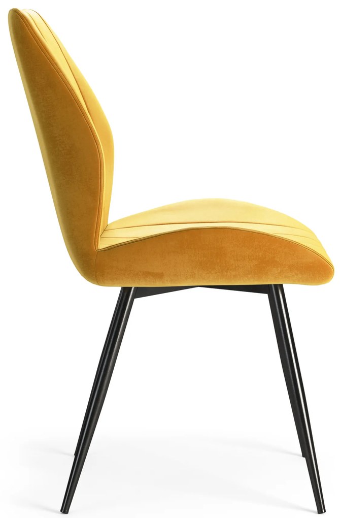 MAZZONI EXPORT ARNO Curry (Bluvel 68 szövet) - MODERN KÁRPITOZOTT ÉTKEZŐSZÉK NAPPALIBA/ÉTKEZŐBE VELVET FOGANTYÚVAL SÁRGA/MUSTÁRSÁRGA