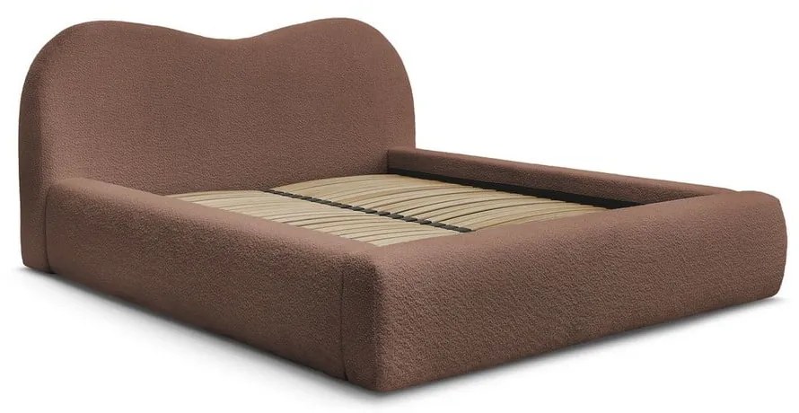 Narancssárga kárpitozott ágyneműtartós franciaágy ágyráccsal 180x200 cm Orlane – Bobochic Paris