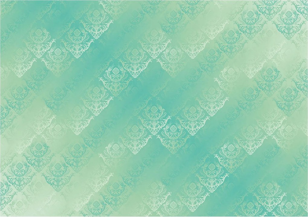 Flizelin fotótapéta Akvarell Menta Damask Kék 208x146 +ragasztó