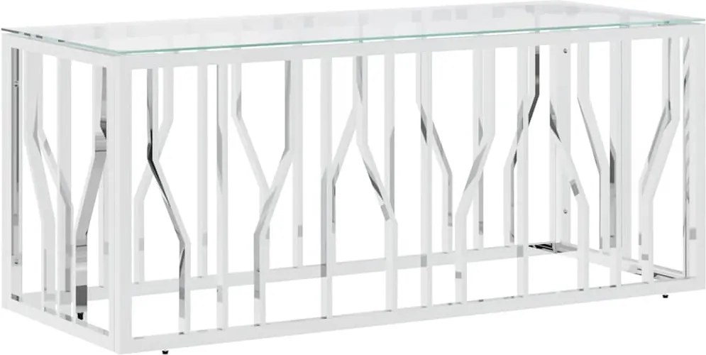 vidaXL üveg és rozsdamentes acél dohányzóasztal 110x45x45 cm