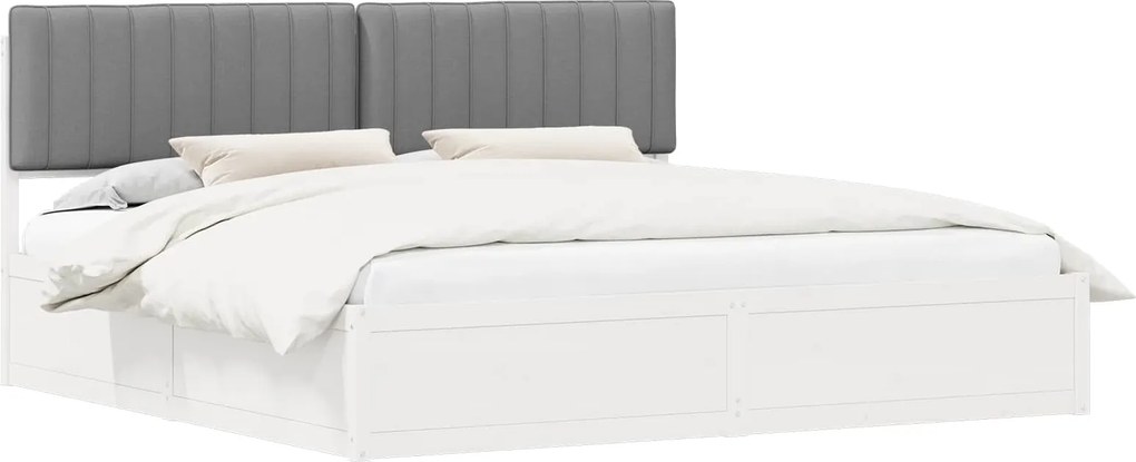 vidaXL Ágykeret Kárpitozott Fejtámlával Világosszürke 200 x 200 cm
