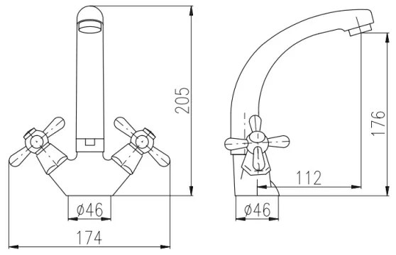 RAV Slezák MK120.0/2 - MORAVA mosdócsaptelep 17,6 cm fényes króm
