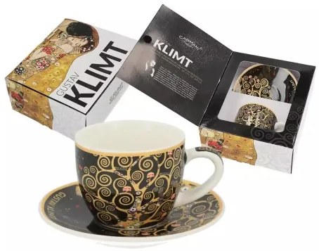Porceláncsésze+alj, 80ml, Klimt:Életfa