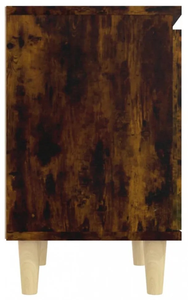 füstös tölgy színű éjjeliszekrény tömör fa lábakkal 40x30x50 cm