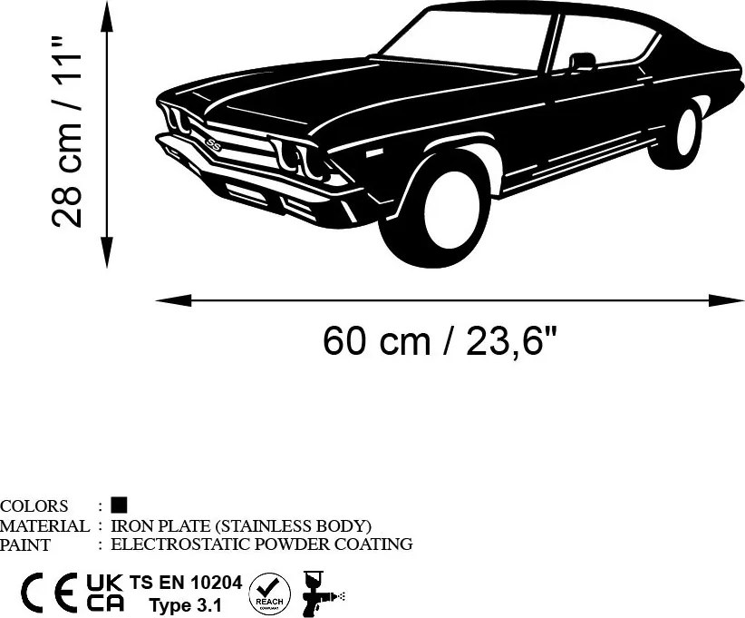 Chevrolet fém fali dekoráció, 60×28 cm