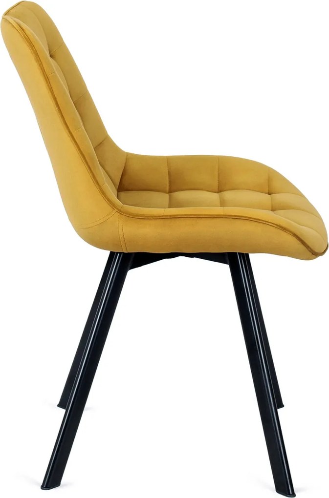 Szék mustársárga színben, bársony kárpittal. RICK