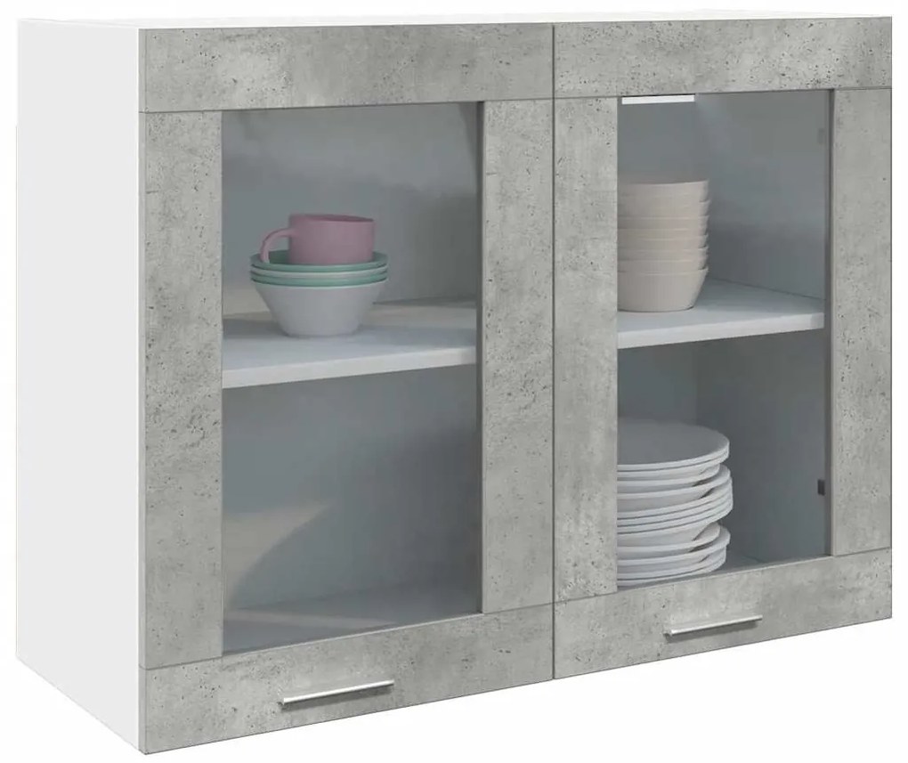 függő üvegszekrény betonszürke 80x31x60 cm