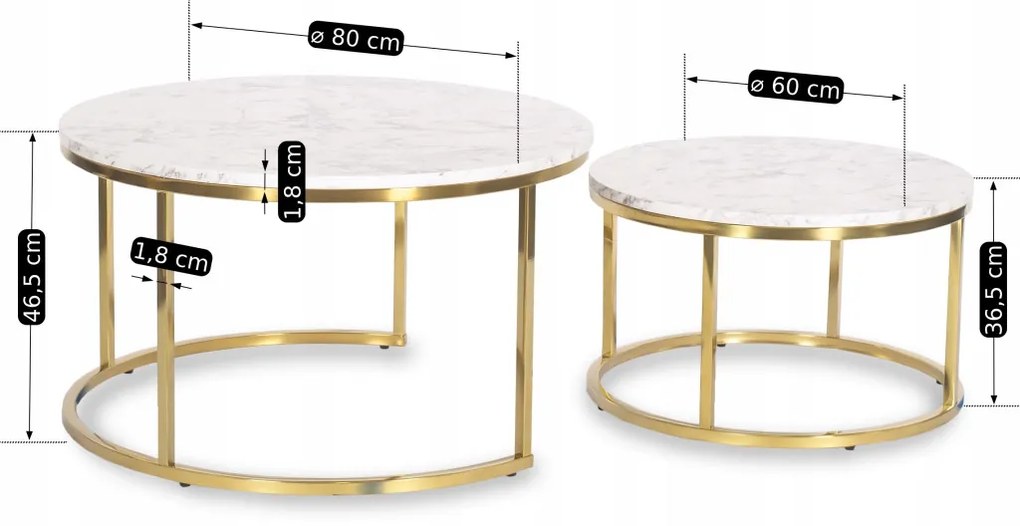 Dohányzóasztal szett Márvány színben. OLIS MAX