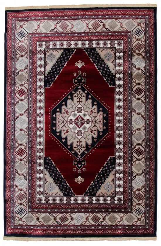 Gépi perzsa szőnyeg bordó Turkmen 140x200 klasszikus nappali szőnyeg